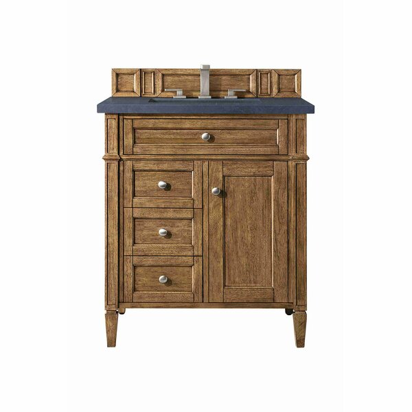 James Martin Vanities Brittany 30in Single Vanity, Saddle Brown, w/ 3 CM Charcoal Soapstone Quartz Top 650-V30-SBR-3CSP